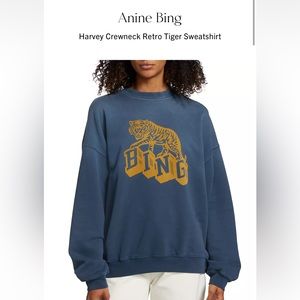 Anine Bing Harvey Crewneck Retro Tiger Sweatshirt - Small